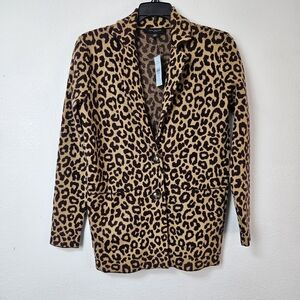 ANN TAYLOR Petite Leopard Print Blazer Size XXS NWT